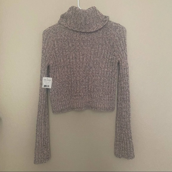 Free People Marled Knit Turtleneck Cropped Sweater - Picture 4 of 6